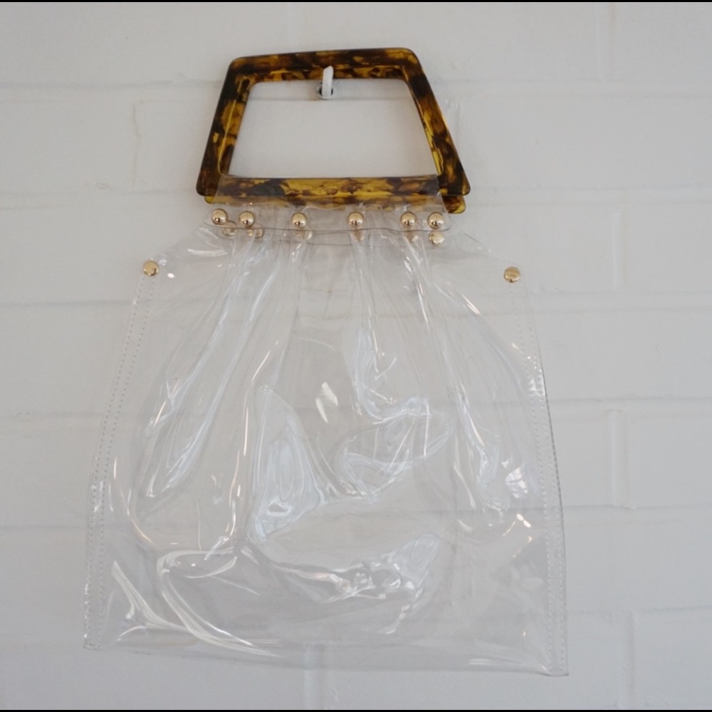 Transparent Vinyl Tortoiseshell Handle Bag